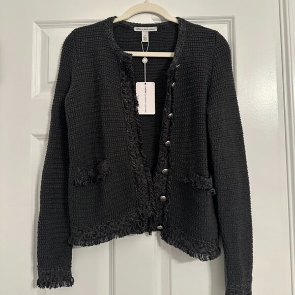 NWT- Autumn Cashmere Fringe Trimmed Chunky Jacket - Picture 1 of 3